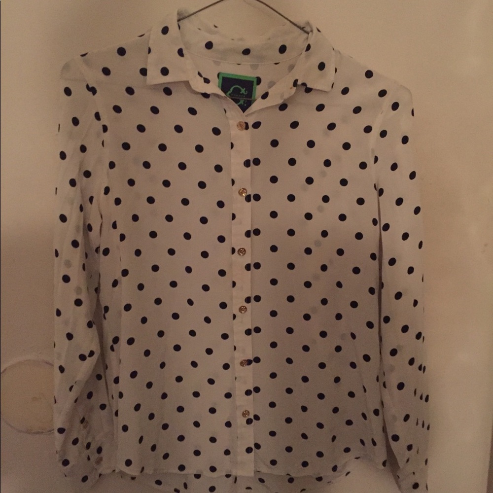 C. Wonder M Polka Dotted Silk Button-down Shirt